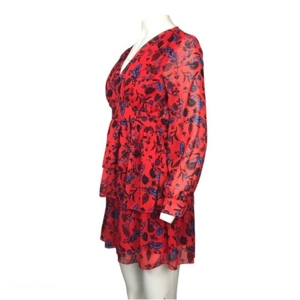 ZARA RUFFLE RED FLORAL SHORT DRESS - Picture 9 of 15